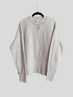 J. Crew Factory Boxy Mockneck Striped Crewneck Sweater in Extra Soft Yarn